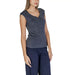 Navy blue sleeveless top with textured pattern and v-neckline from Street One