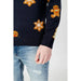 Navy blue sweater with gingerbread men and snowflake patterns by Only & Sons