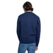 Navy blue Tommy Hilfiger sweatshirt worn by model facing away from the camera