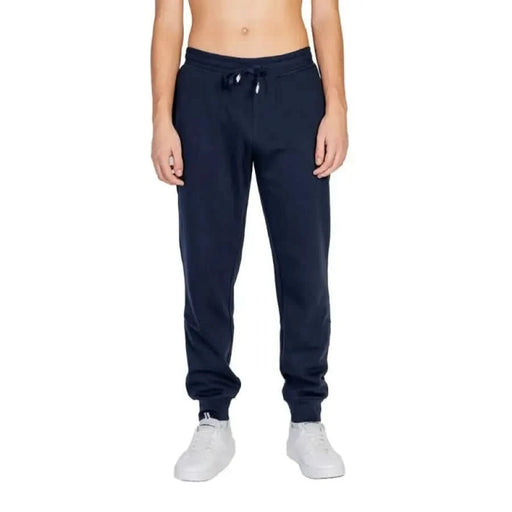 Navy blue tapered sweatpants with drawstring waistband from Emporio Armani Underwear