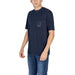 Navy blue Armani Exchange men t-shirt featuring a small chest pocket design