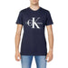 Navy blue Calvin Klein Jeans men’s t-shirt with white logo on front