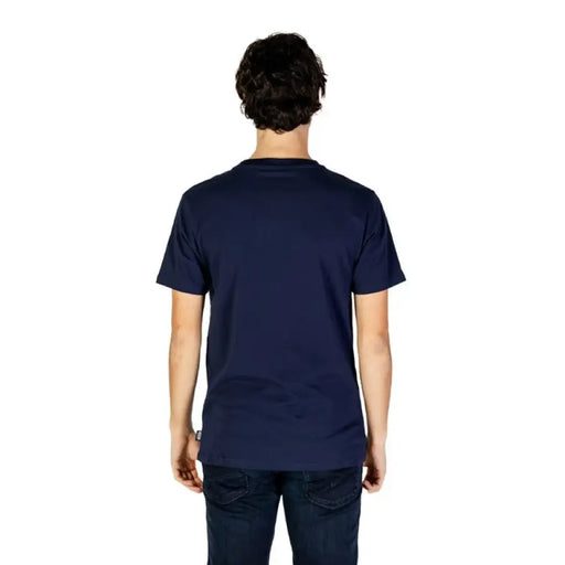 Back view of a navy blue Moschino Underwear men t-shirt showcasing its design