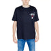 Navy blue Tommy Hilfiger Jeans men t-shirt with small chest logo on white background