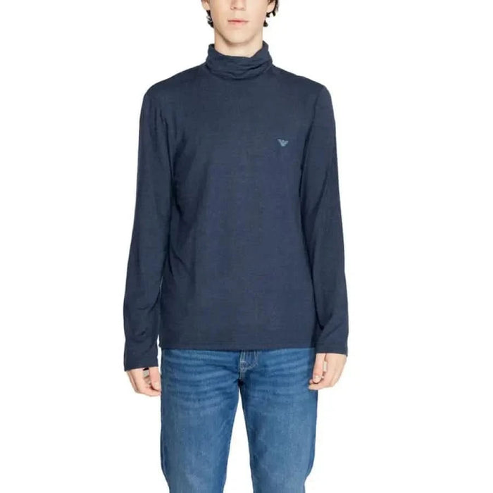 Navy blue turtleneck sweater with long sleeves from Emporio Armani Underwear collection