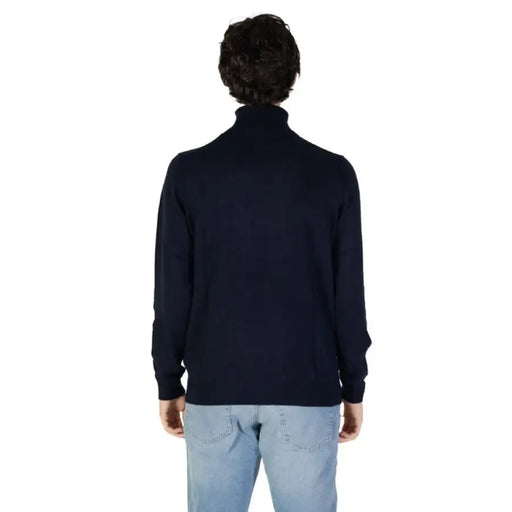 Navy blue turtleneck sweater back view from Gas Men’s Blue Turtleneck Sweater collection