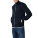 Navy blue zip-up jacket by Armani Exchange featuring a high collar and side pockets