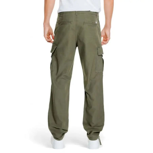 Jack & Jones Men’s Olive Green Cargo Pants with Multiple Pockets and Relaxed Fit