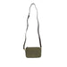 Olive green rectangular crossbody bag with black adjustable strap by Coccinelle