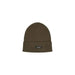 Olive green ribbed knit beanie with small dark label from Calvin Klein Men Cap