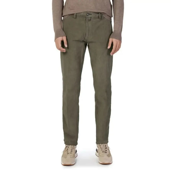 Olive Green Slim-fit Chino Pants with Pockets and Belt Loops Borghese Men Trousers