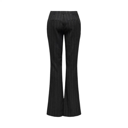 Black flared trousers with subtle pinstripe pattern from Only Women Trousers collection