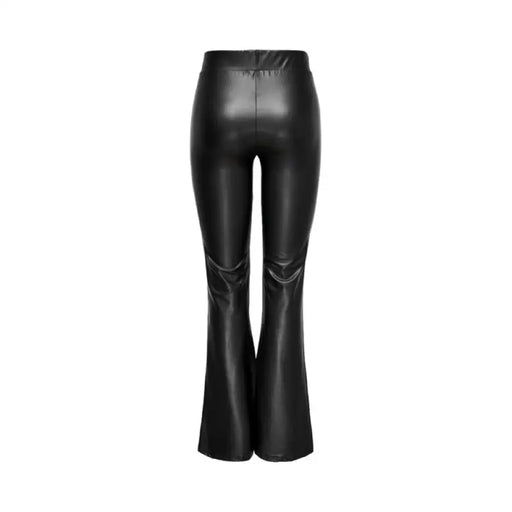 Pair of black leather flared pants from Only - Only Women Trousers collection