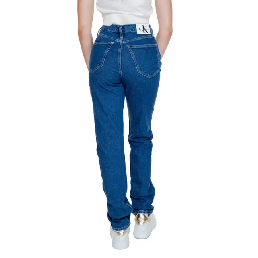 Calvin Klein Women Jeans - Blue Denim with Logo on Waistband