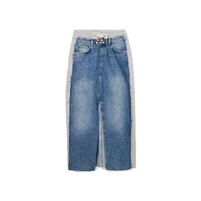 Pair of blue denim jeans with a straight leg cut featured in Desigual Women Skirt