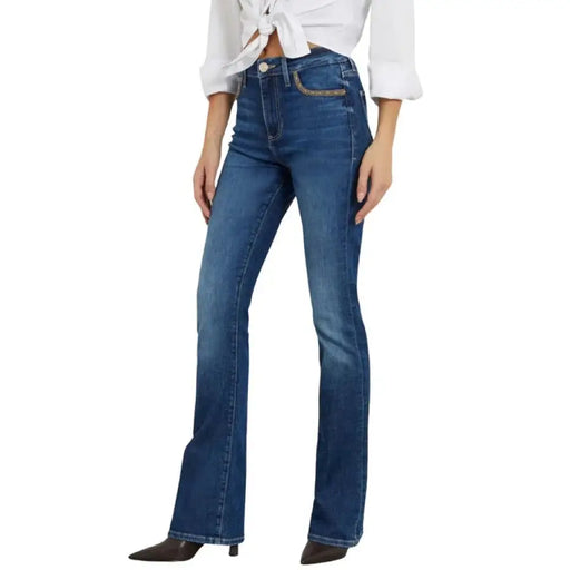 Pair of blue denim bootcut jeans from Guess Women Jeans collection