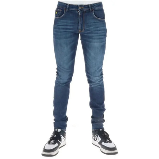 Pair of blue slim fit denim jeans from Lyle & Scott for men