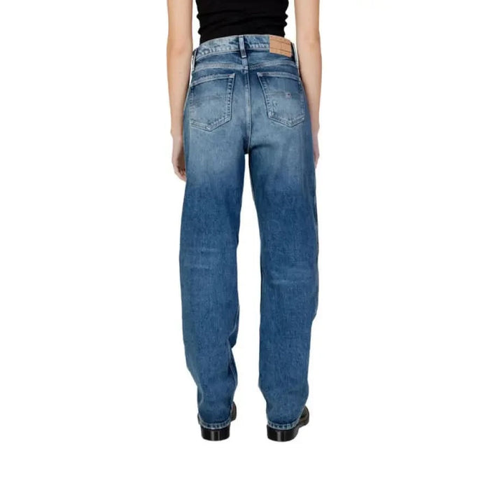 Back view of blue denim Tommy Hilfiger jeans for women