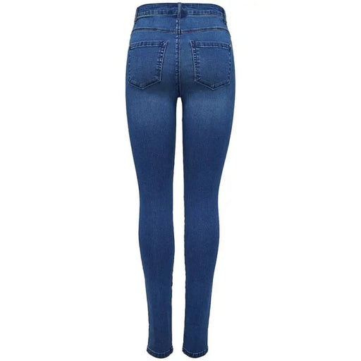 Pair of blue high-waisted skinny jeans with back pockets by Only - Only Women Jeans