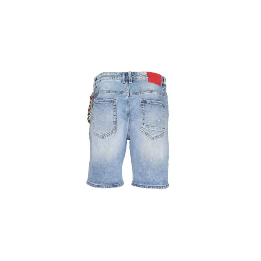 Gianni Lupo men’s denim shorts with red belt - stylish and trendy summer fashion