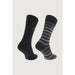 Pair of men’s dress socks, one solid black and one with gray stripes - Tommy Hilfiger