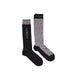 Mismatched Emporio Armani men’s dress socks in solid black and patterned gray design