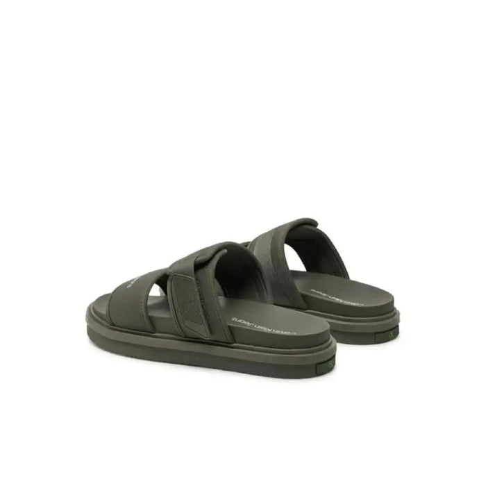 Olive green Calvin Klein Jeans men sandals featuring multiple stylish straps