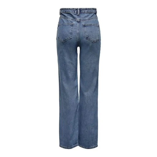 Pair of wide-leg blue denim high-waist jeans by Only - Only Women Jeans