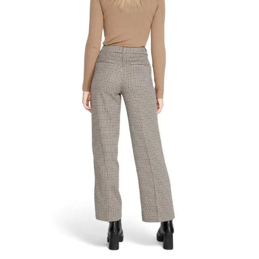 Pair of wide-leg plaid trousers with elastic waistband from Only Women Trousers