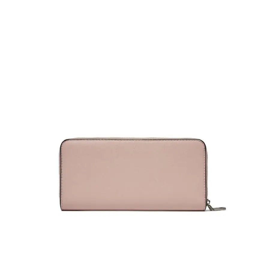 Pale pink leather zip-around Calvin Klein Jeans wallet or clutch purse for women