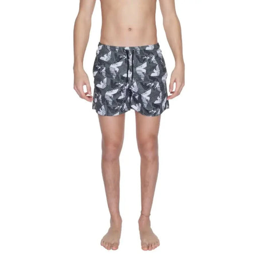 Patterned gray, white, and black swim shorts - Emporio Armani Underwear Men Swimwear