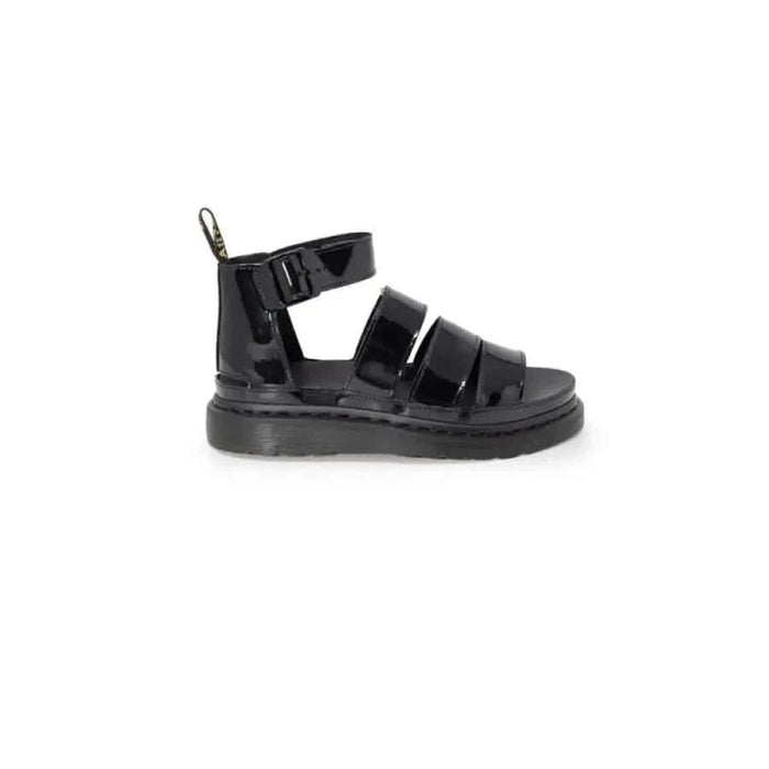 Martens Women Sandals in black patent model on display