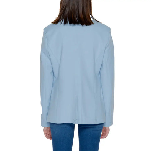 Woman wearing stylish sky blue Only blazer - urban fashion collection for modern women