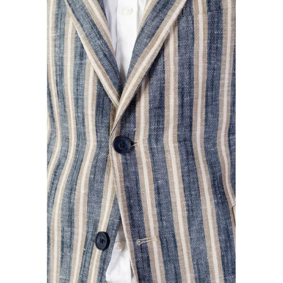 
                      
                        Mulish Mulish Men Blazer in blue and white striped pattern for stylish attire
                      
                    