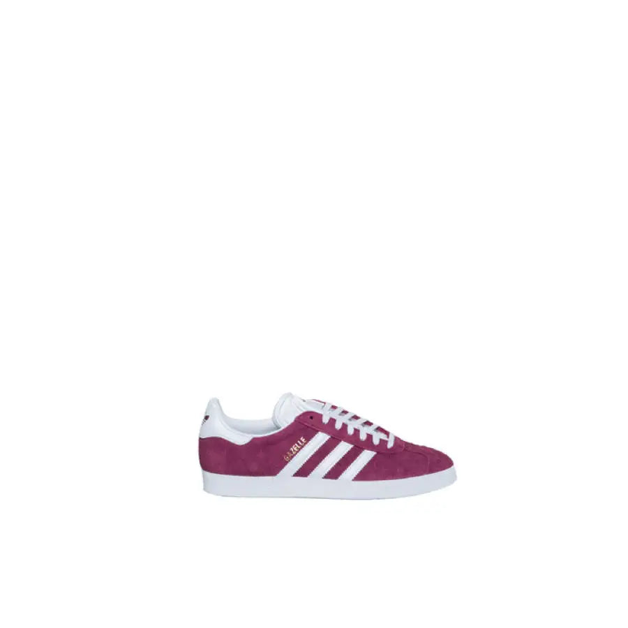 Pink Adidas Gazelle sneaker with white stripes and sole from Adidas Women Sneakers collection