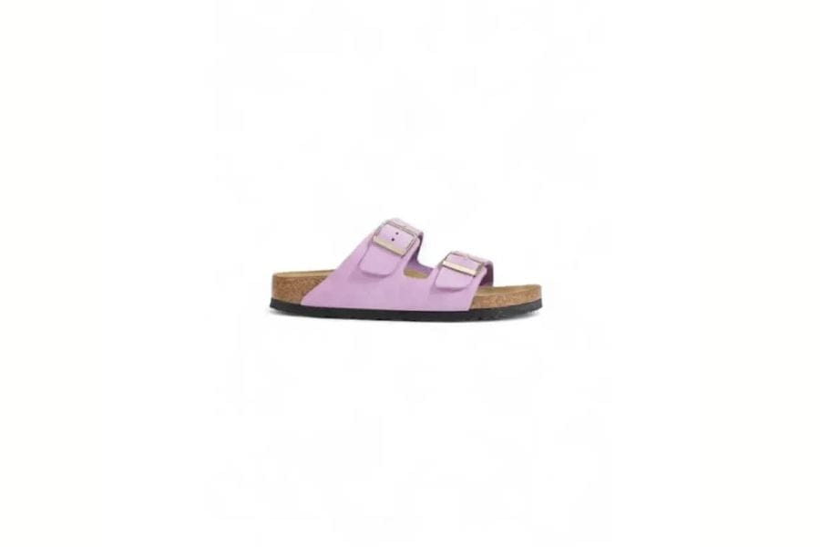 Pink Birkenstock-style sandal featuring two buckle straps for a stylish first date look.