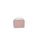 Pink leather handbag with top handle and structured shape by Calvin Klein