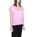 Pink v-neck short-sleeve blouse with relaxed fit from Rinascimento Women Blouse collection