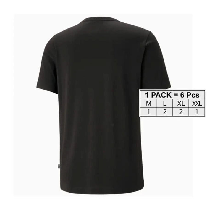 Plain black short-sleeved t-shirt - Puma Men T-Shirt with size options displayed