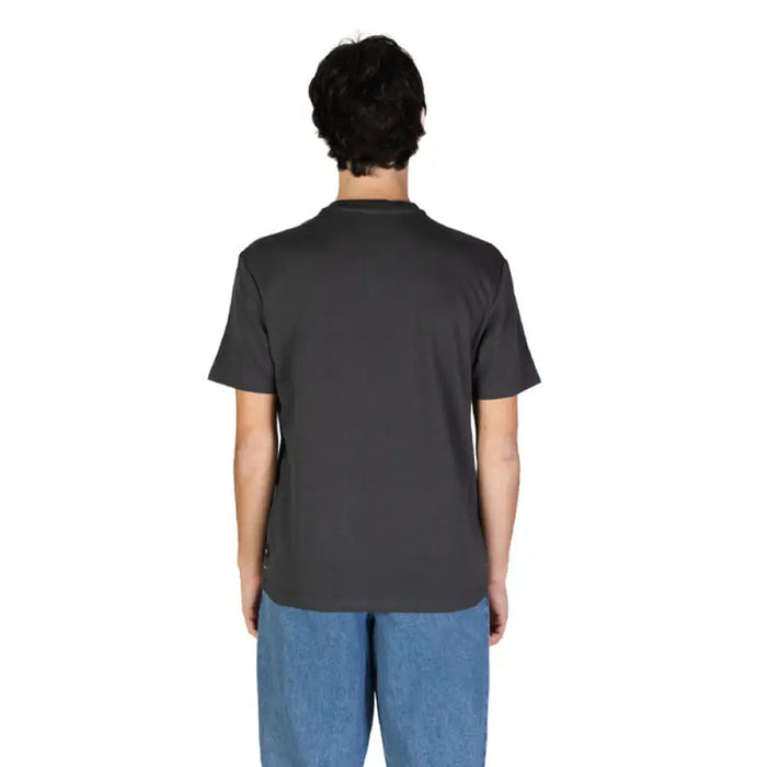 Back view of a plain black Gas Men T-Shirt displayed for online shopping