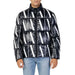 Puffy winter jacket featuring bold black and white AX pattern by Armani Exchange