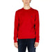 Red crew neck sweater featuring a small navy logo from U.S. Polo Assn. Men Knitwear