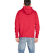 Tommy Hilfiger Men Red Hooded Sweatshirt – Worn By Person Facing Away from Camera