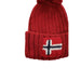 Red knit winter hat featuring Norwegian flag patch from Napapijri Men Cap collection