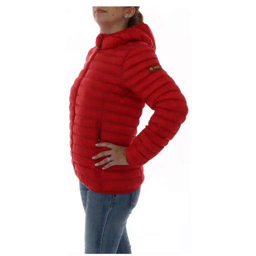 Red puffy winter jacket with high collar from Ciesse Piumini for women