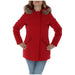 Red winter coat with fur-trimmed hood from Breras Women Jacket collection