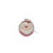 Round pink and white Santa Claus ornament with a red nose for festive decoration