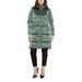 Shiny sage-green puffer coat with high collar and zip front from Clerã© Women Jacket