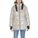 Shiny white puffer jacket with black trim and hood from Suns Women Jacket collection