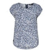 Short-sleeved blouse featuring a blue and white floral pattern by Only Women